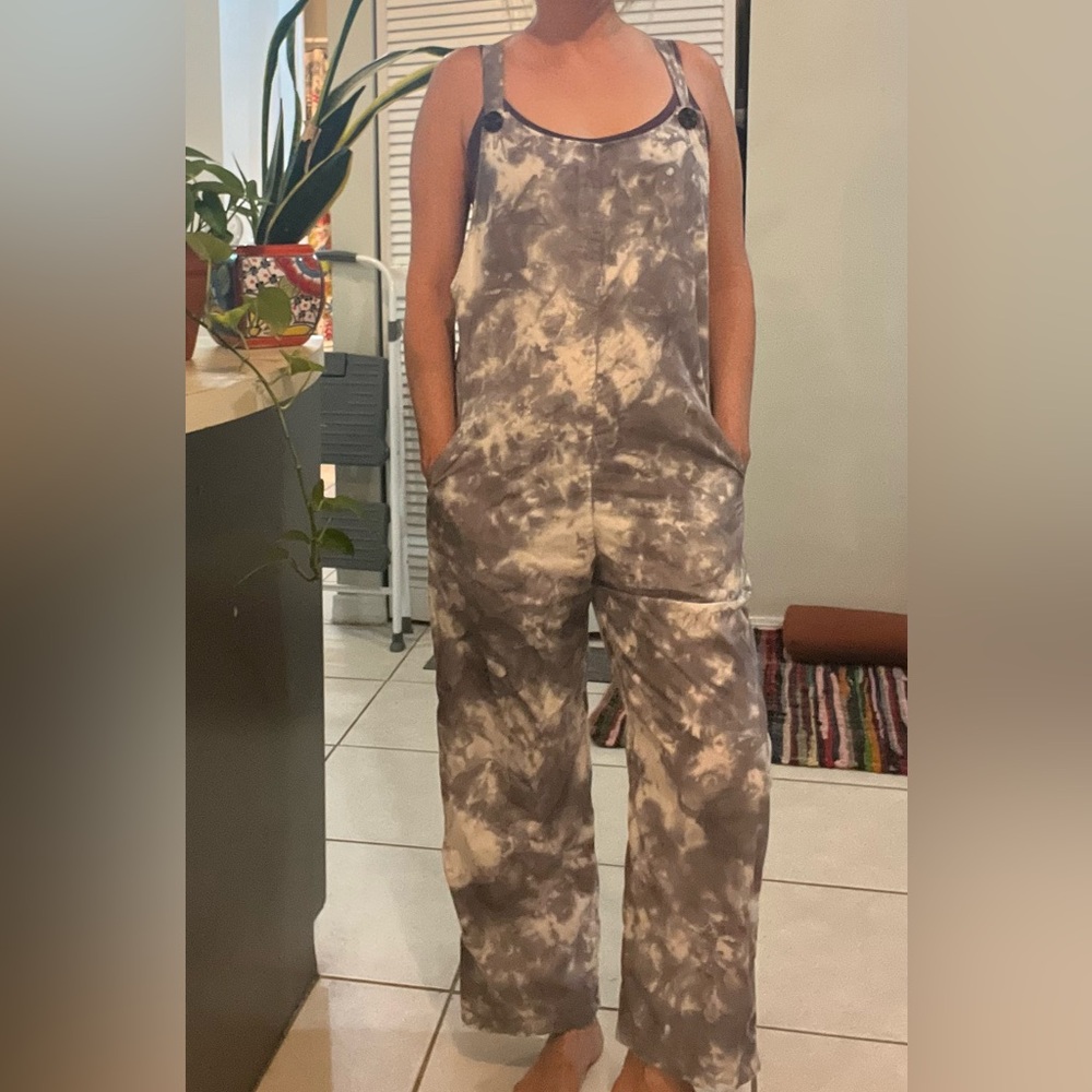 Hippy Comfort Tie Dye Grey/White Summer Jumpsuit XS